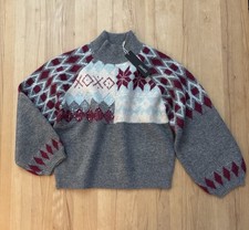 Neu Esprit Coll. Damen Norweger Stretch Pullover Mit Muster Und Pailletten Gr.M