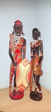 zeitgenössische Kunst, Originalwerke, Skulpturen aus Holz, Massai-Paar aus Kenia