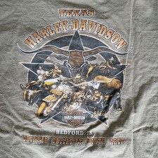 Harley Davidson T Shirt Brusttasche XL Oliv Texas HD Bedford TX