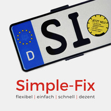 SIMPLE FIX 2.0  Rahmenlose Kfz Nummernschildhalter 2 Kennzeichenhalter Set