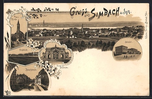 Lithographie simbach inn - lithographie,
