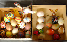 Handbemalte Ostereier, ausgeblasene Hühnereier bemalt von Kinderhand  -  Vintage