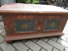 Bauerntruhe Truhe Flachdeckeltruhe Biedermeier um 1845 Weichholz Nr. 7