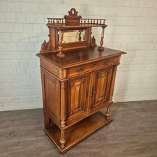 26612 Vertiko mit Aufsatz Gründerzeit 1880 Nussbaum furniert Antik