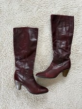 Vintage Lederstiefel Bordeaux