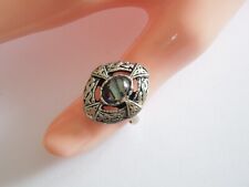Verstellbarer Metall Ring in keltischem Stil mit Seeopal/Perlmutt 5,9 g/Gr.54