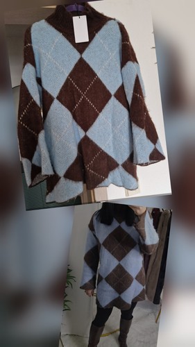 Damen rauten long - long, pullover