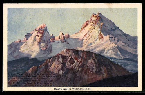 Ansichtskarte watzmannfamilie - ansichtskarte,
