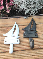 Segelschiff  Haken Garderobenhaken Handhaken Gusseisn Braun o  Weiß