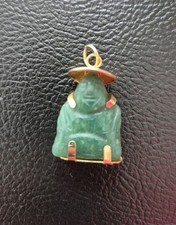 Vintage Buddha Anhänger Jade Grün Gold