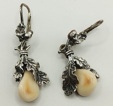 Ohrringe aus 835er Silber BS Grandeln Trachtenschmuck Eichenlaub