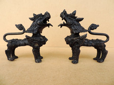 2 X  VINTAGE FIGUR SKULPTUR KYLIN FOO HUND DRACHE LÖWE  TEMPELWÄCHTER TIBET
