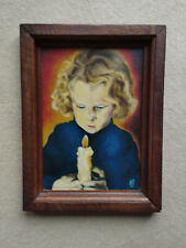 Altes Wandbild Mädchen mit Kerze, Öl, unbekannter Maler