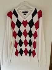 Tommy Hilfiger Burlington Pullover, XL, V-Ausschnitt, weiß-rot-schwarz wie NEU