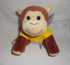 Minifeet Stofftier Kuscheltier Affe in gelber T-shirt ca. 15 cm. sitzend