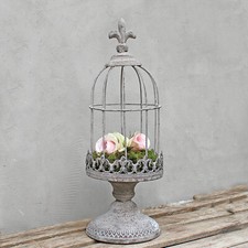Vintage Pflanzkrone Deko Krone Käfig Shabby Grau Landhaus Dekokäfig Garten Krone