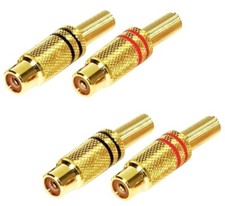 4 x Cinch RCA Kupplung ROT &