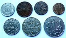7 alte Münzen Polen - mit 1