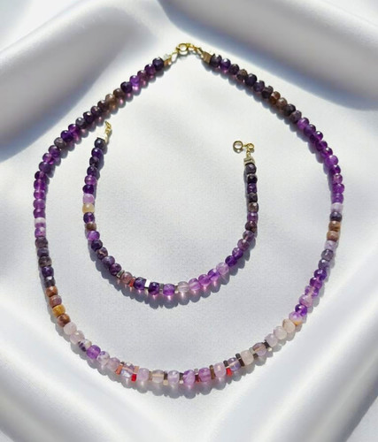 Amethyst perlenkette gold - perlenkette,
