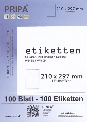 100 blatt klebe etiketten - 100,
