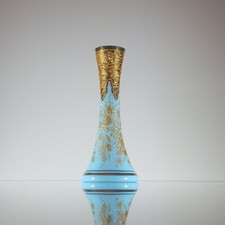 Opaline Vase in blau mit 24K