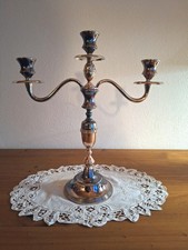 Metall Kerzenständer 3-armig Kerzenleuchter ca. 38cm silberfarbig Kerzenhalter