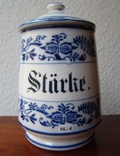 348❚ antike Keramik Dose, Stärkedose, Zwiebelmuster, von ca. 1895, Annaburg