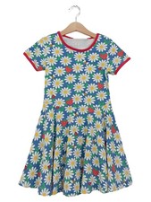 Toby Tiger Mädchen Kleid Gr. 110 Blau Blumenmuster Baumwolle Sommer Freizeit