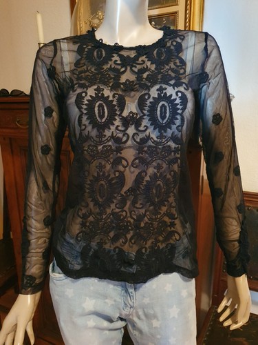 Schwarze boho hippie bluse - schwarze,