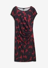 Jerseykleid aus recyceltem Polyester Gr. 32/34 Rubinrot Schwarz Mini-Kleid Neu*