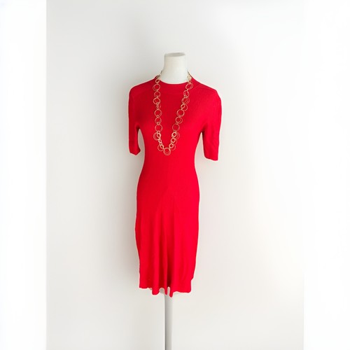 Rotes strickkleid kurzarm - rotes,