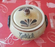 054I) Ton Schale Schüssel mit Deckel  Gebäck Schale   Handarbeit