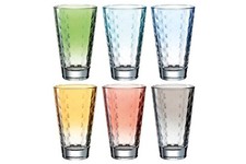 Leonardo Trinkglas optic 6Stk sortiert 300ml Pastell Becher Glas Bunt Geschenk