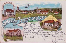 164248 AK Thomaswaldau SCHLOSS Litho 1901 Comunikanden Anstalt Gasthof zum Jäger