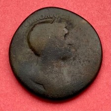 Römische Münze Sesterz Kaiser Trajan Büste schöne Patina