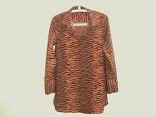 ZARA Bluse Longbluse Zebra Animalprint cognac braun schwarz Lyocell XS S 34 36