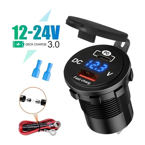 Usb auto kfz steckdose - 12v, qc