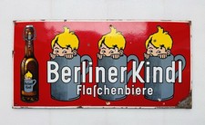 Emailschild Berliner Kindl Flaschenbiere Bier - 118x58cm - Original um 1930