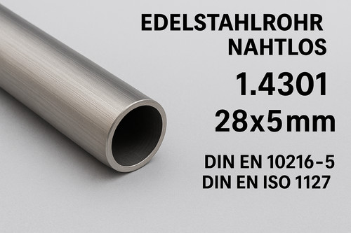 Edelstahlrohr nahtlos 28x5 - , mm
