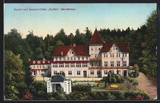 Schluckenau, Kurhotel Karltal mit Gartenanlage, Ansichtskarte 