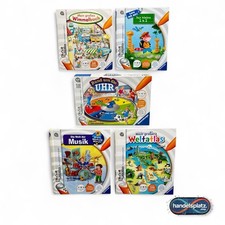 Tiptoi 5er Set Wimmelbuch 1x1 Musik Weltatlas Bücher + Rund um die Uhr Spiel