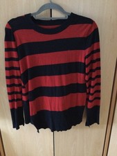 MARC CAIN SPORTS Damen Pullover Gestreift Rot Blau Wolle Gr. N3 (38)