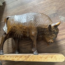 Holz Kunst Bison Handmade