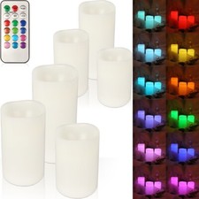 6er Set LED Kerzen Echtwachs farbwechsel Timer Fernbedienung Stumpen flackern