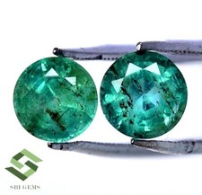 5.25 MM Zertifiziert Natürlicher Smaragd Rund Schliff Paar 1.30 Cts Unbehandelt