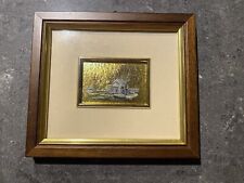 Goldbild, Wandbild, Goldfolie, Signiert, Miniatur Bild, Lithographie Gold