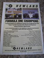 HEWLAND FORMULA ONE CHAMPIONS WILLIAMS TYRRELL GETRIEBE 1987 WERBUNG A4 FILE 41