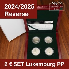 # 4 x 2 EURO SET LUXEMBURG 2024 2025 PP PROOF REVERSE IN HOLZ BOX #