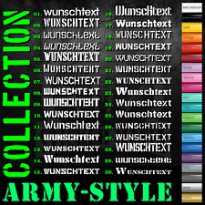 2x Aufkleber 20cm Wunschtext Army Style Schriftzug US Armee Militär Auto Sticker
