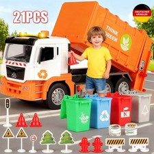 Müllwagen mit 4 bunten Mülltonnen Recycling LKW-Modell Spielfahrzeug Kinder DHL